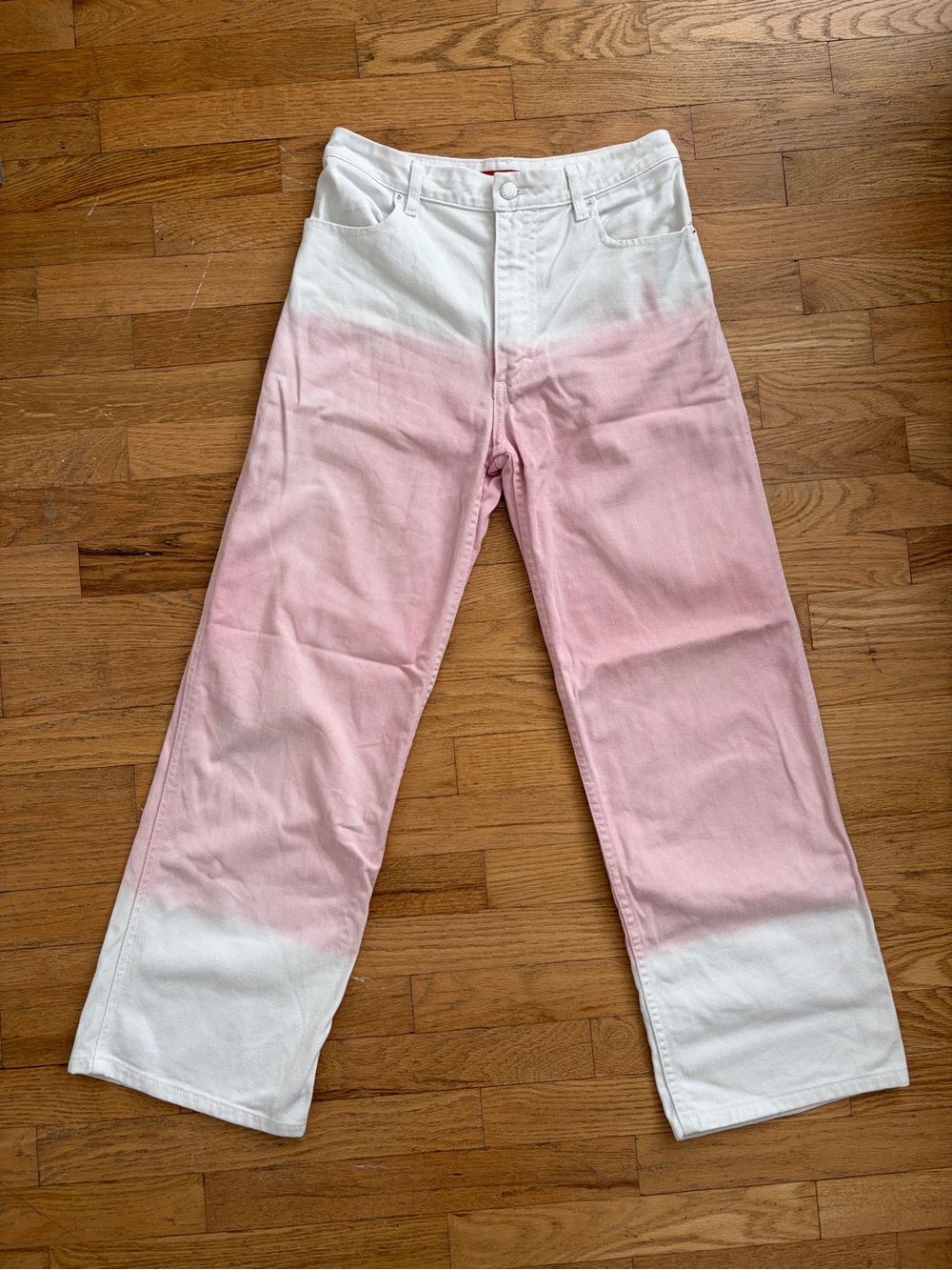 Eckhaus Latta Pink and White Dip-Dye Straight Jeans